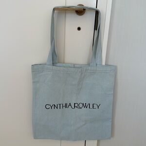 Cynthia Rowley Light Blue Heavy Cotton Denim Black Logo Tote Bag Shopping Bag